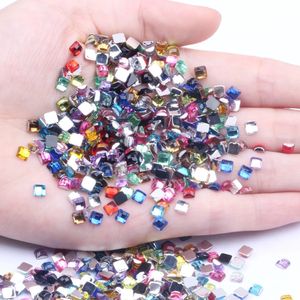 4 mm 10000 stcs Acryl Strijnvierige vierkante vorm Flatback Earth Facet Vele kleuren nagel Charms Jurk Diy Art Diamond Decoratief 240509