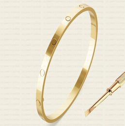 4MM 18K Vergulde Hoge kwaliteit Bangle Klassieke Mode minnaar Armband voor WomenGirl Bruiloft Moederdag Sieraden Vrouwen geschenken