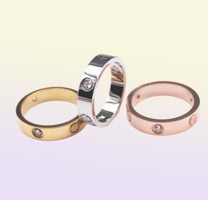 4 mm 5 mm 6 mm Titanium Steel Silver Love Ring Men and Women Rose Gold Rings Lovers Couple Ring For Wedding Gift Fashion Classic Jewe4426558