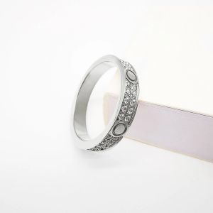 4 mm 5 mm 6 mm acero titanio anillo de amor de plata hombres y mujeres joyas de oro rosa para amantes anillos de pareja regalo con caja Aniversario Boda