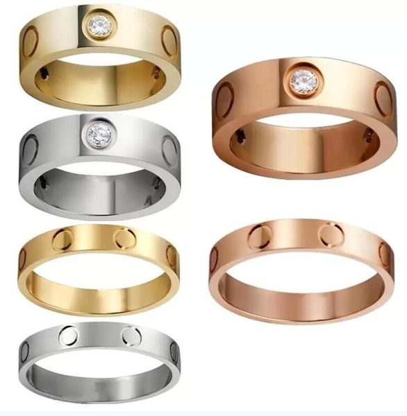 4 mm 5 mm 6 mm titanio acero plata anillo de amor hombres y mujeres joyería de oro rosa para amantes anillos de pareja regalo Oro Plata Rosa 5-11