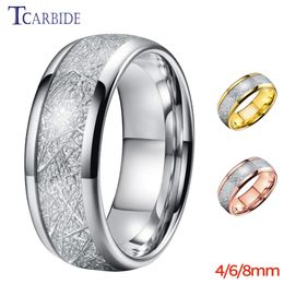 Bande de mariage en tungstène pour hommes et femmes, 4MM, 6MM, 8MM, incrustation de météorite brillante, cadeau de saint-valentin, bijoux confortables, 240112