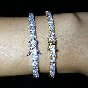 4mm 7 pouces 8 pouces hommes glacé bracelet en zircone cubique Bling 1 rangée bracelet de tennis bijoux hiphop Shine Triple Lock Clasp Bracelets2516