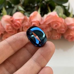 4mm 8mm 6mm bleu carbure de tungstène anneaux pour femmes alliance finition polie anneau confort ajustement 220209