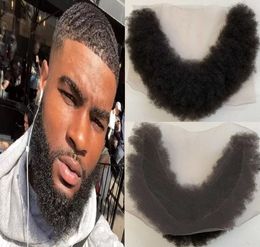 4 mm Afro Beard Unidad de encaje completo 100 Reemplazo de cabello humano virgen brasileño 4 mm Afrokinky Curl Bigote masculino para hombres negros Entrega rápida y expresa