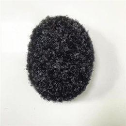 4mm Afro Indian Virgin Human Hair Mannelijke stukken #130 Handgebonden mannen Pruik voor zwarten in Amerika Fast Express Delivery