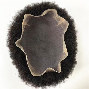 4mm afro indien humain vierge cheveux remplacement main liée pleine dentelle homme perruque pour les noirs en Amérique livraison express rapide