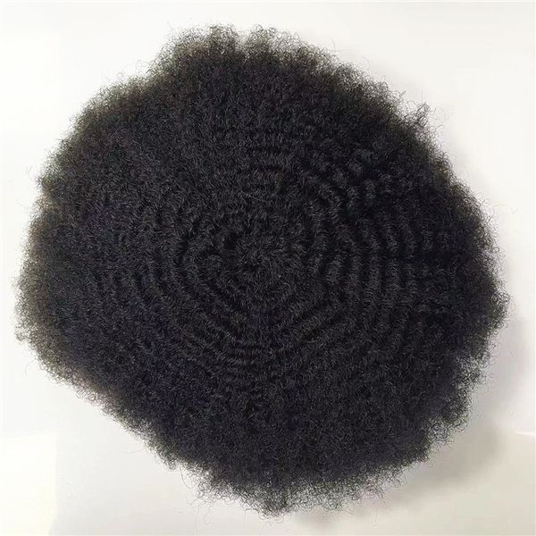 Reemplazo de cabello virgen humano indio de onda afro de 4 mm nuevos estilos atados a mano piezas masculinas de encaje completo para hombres negros en América entrega rápida rápida