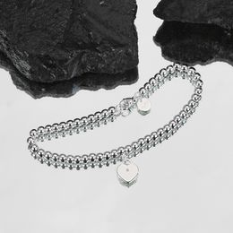 Berles de 4 mm Bracelets de charme de coeur Love Heart pour les femmes filles belles mignons S925 Silver perle bling diamond Designer Bracelets de luxe Bracelets beaux bijoux