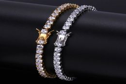 4 mm Bling Zircon Bracelets Fashion Gold Silver Color Couleur Chaîne de tennis Bracelets Luxury Hip Hop Men Femmes Bracelets6921389