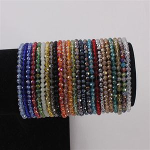 4mm Briolette Cristal Facettes Rondelle Perles Bracelets Strand Bracelet Perlé Élastique Bracelet Extensible Jewelry253z