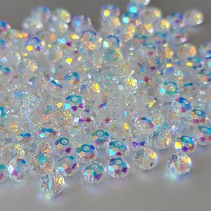 Perles en cristal en verre de 4 mm Courts lâches Perles plates facet
