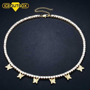 4mm Diamant Papillon Collier Ras Du Cou Ensemble De Bijoux En Acier Inoxydable Rempli 14k 18k Or Femmes Chaînes