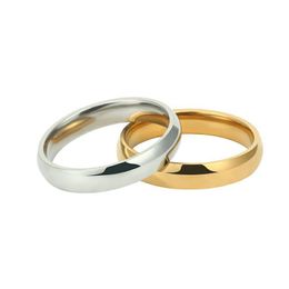 Anillo de banda de acero inoxidable de plata y oro de 4 mm para hombres y mujeres Anillos de amor de pareja clásicos a granel Elegante joyería de boda decorativa linda Regalo para esposa Precio barato al por mayor