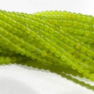 Perles rondes en vrac de pierres précieuses de péridot vert de 4 mm 15 275Y