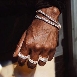 4mm hiphop luxe 18 k wit / geel goud vulling mousserende kubieke zirkoon cz cluster tennis armband mannen vrouwen sieraden voor partij huwelijksgeschenk