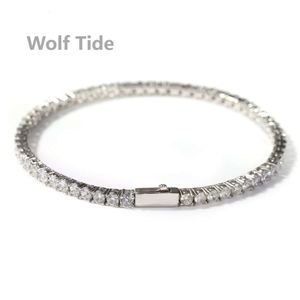 Bracelet de chaîne de tennis Hip Hop de 4 mm, fermoir à ressort en cuivre incrusté de zircone cubique glacée de qualité supérieure, bracelets en diamant bling-bling pour hommes et femmes, rappeur, bijoux en pierre Cz Pulsera