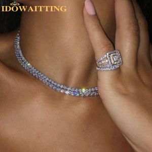 4 mm Iced Out Bling CZ Tennis Necklace for Women Hiphop 5a Cubic Zirconia Elegante Choker Wedding Engagement Sieraden15 