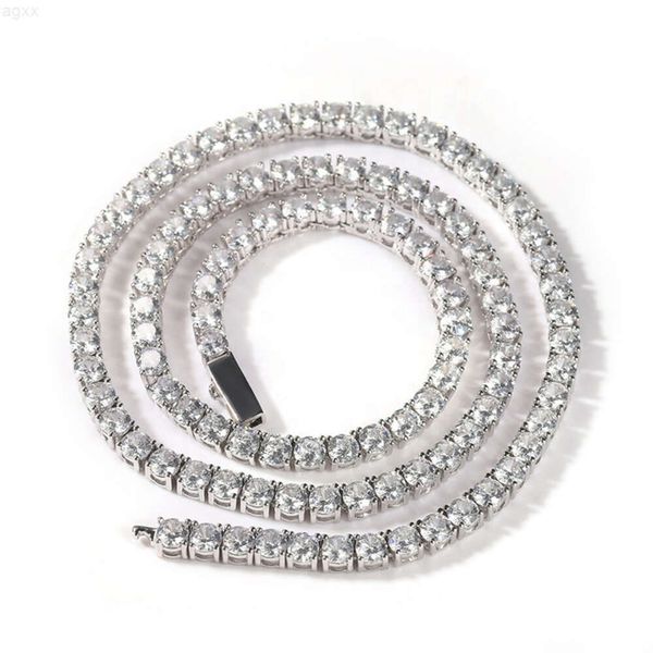 4mm glacé hommes femmes rhodium plaqué or 18 carats Cz diamant Tennis cubique zircone chaîne bijoux collier boîte boucle conception