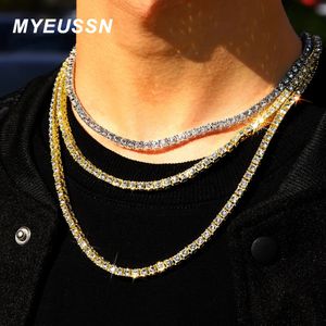 4 mm Iced Out Bracelet Collier Men de tennis Chaîne de tennis Fashion Hip-Hop Bijoux Femmes 1618202430Inch Chain Chain Gift 240323