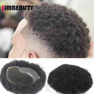 Tupé afroamericano de pelo de hombre de 4MM para hombres transpirable Q6 Base de encaje completo Afro rizado Unidad de peluca rizada para hombres 100% cabello humano rizado