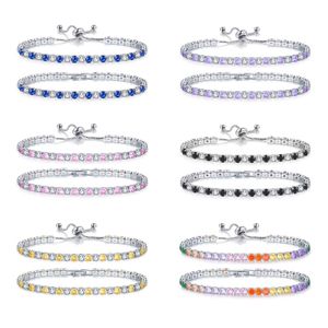 4mm Moissanite Tennis Bracelet Cristal Bracelet Tennis Stretch Bling Simple Rangée Strass Bracelets Pour Femmes Élasticité Mariage Cadeau De Mariée Bijoux