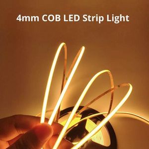 4 mm smal 12v 24V 480 LEDS Hoge dichtheid Flexibele COB LED Strip Lichtstreep Lichtverlichting RA 90 3000K 4000K 6000K