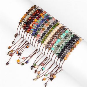 4mm natuursteen kralen sieraden handgemaakte geweven kwarts bruin touw polsband armbanden voor vrouwen geschenken