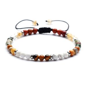 Perle d'énergie en pierre naturelle de 4mm, corde tressée à la main, bracelets porte-bonheur, décor de Club de fête, bijoux pour femmes et hommes