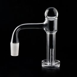 Borde biselado de soldadura completa Fumar 4 mm de fondo Terp Slurper Banger de cuarzo con pilar de chorro de arena hueco / Tapa de bola de cuarzo 10 mm 14 mm 18 mm 20 mm OD para tuberías de agua Dab Rigs