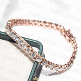 Bijoux hip hop brillant de 4 mm glacé 10k réel bracelet de tennis à chaîne de diamant de chaîne en or solide réelle