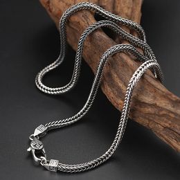 Collier en argent pur S925 pour hommes, 4MM, personnalisé, diamant thaïlandais, chaîne en queue de renard, accessoires de bijoux à la mode, 240104