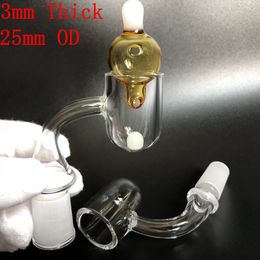 25 mm OD 3 mm d'épaisseur à fond rond Quartz banger + Terp Pearl Insert capuchon en verre carb 25 mm XL Flat Top Quartz clou