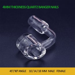 Accesorios para fumar sin hogar de clavo de cuarzo de 4 mm de espesor 10 mm 14 mm 18 mm macho hembra 45/90 grados