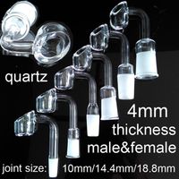 4 mm épaissison de quartz banger les coquins 100% Nail de quartz réel pour bang mâle femelle 10 mm 14 mm 18 mm Joint 45 90 degrés Bangers sans DOME Nails