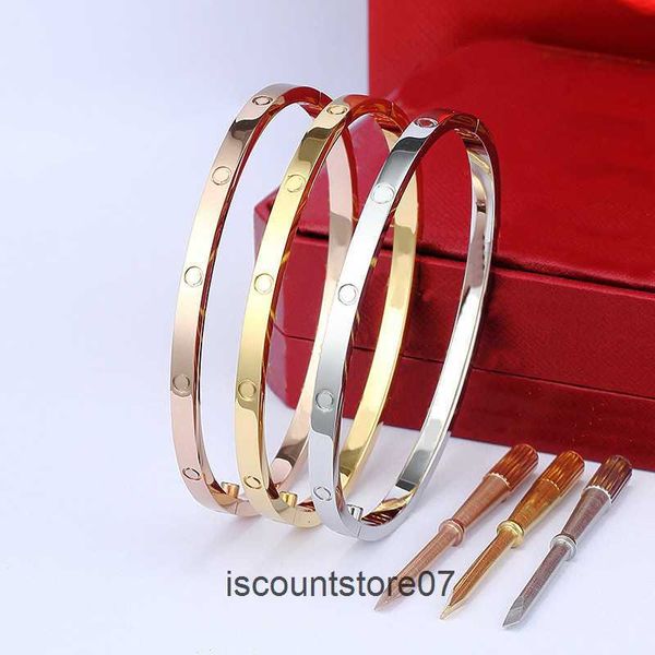 4mm Mince 6ème Designer En Acier Gravé Bracelet Femmes Hommes Amour Argent Rose Or Tournevis À Ongles Bracelet Couple Bijoux avec Sac Original