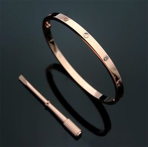 4mm mince 6ème titane acier bracelet designer femmes hommes bracelet bracelets argent rose or vis tournevis clou couple bijoux taille 16 17 18 19cm111
