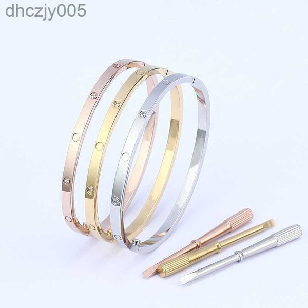 4mm mince 6ème titane acier designer bracelet femmes hommes amour argent rose or vis tournevis ongles bracelets bracelet couple bijoux avec sac original 3ZIH