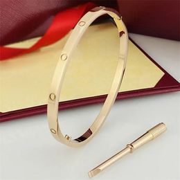 4MM Brazalete delgado 6.º Diseñador de acero de titanio Mujeres Hombres Amor Pulsera Brazaletes plata oro rosa Tornillo Destornillador Brazalete de uñas Pulsera Pareja Joyería logotipo original