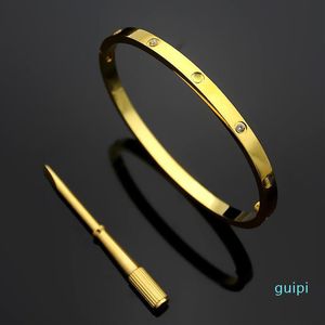 4mm dunne zilveren armbanden Armbanden Voor Vrouwen Mannen Titanium Staal Goud Schroevendraaier Armbanden liefhebbers Armband geen doos 16-19cm227I