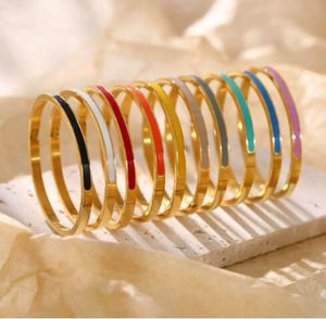 Bracelets en acier ThinTitanium 4MM bracelets gouttes colle couleur émail Bracelet manchette cadeau cadeau pour femmes adolescentes