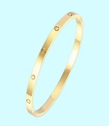 Bracelet manchette en acier titane 4mm, or argent et rose, bracelet de luxe pour femme et homme, bijoux de couple, cadeau d'amant, sans boîte 2031387
