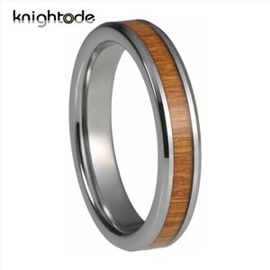 Bague en carbure de tungstène de 4 mm, incrustation en bois de Koa Vintage pour femmes et hommes, bijoux de mariage, cadeau, bords biseautés, poli, confortable, 240112