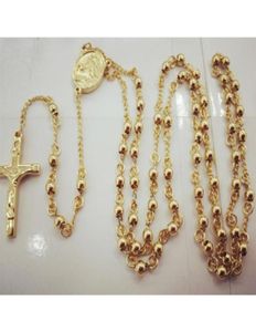 4 mm Vierge Marie St Benoît Prières catholiques Femmes en acier inoxydable Collier long rosaire croix bijoux pendentif bijoux chai5154214