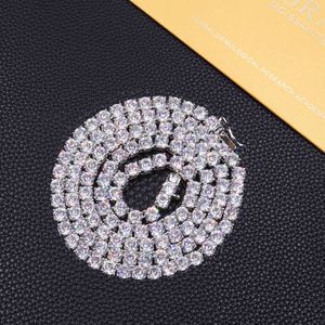 4 mm VVS Moissanite Fine Jewelry Tennis Chains Hip Hop 925 Sterling Silver Iced Out Gold Ploated Bling Diamond Necklace for Men