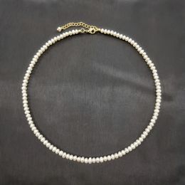 Collier de perles d'eau douce blanches de 4 mm, chaîne réglable remplie d'or 14 carats, perles exquises, ras du cou, Collier Perles Perlas pour femmes 240227