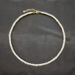 Collier de perles d'eau douce blanches de 4 mm, rempli d'or 14 carats, chaîne réglable, perles exquises, ras du cou, Collier Perles Perlas pour femmes 231225