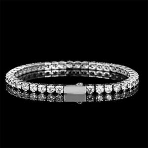 4 mm zirkoon hiphop armband veer gespot roestvrij staal diamant tennisketen veelzijdig en minimalistisch voor mannen vrouwen