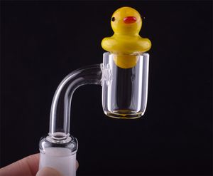 4mmWall 4mmBottom Quartz Banger avec verre jaune canard Carb Cap mâle femelle 10mm 14mm 18mm 45/90 degrés clous de quartz pour bang en verre