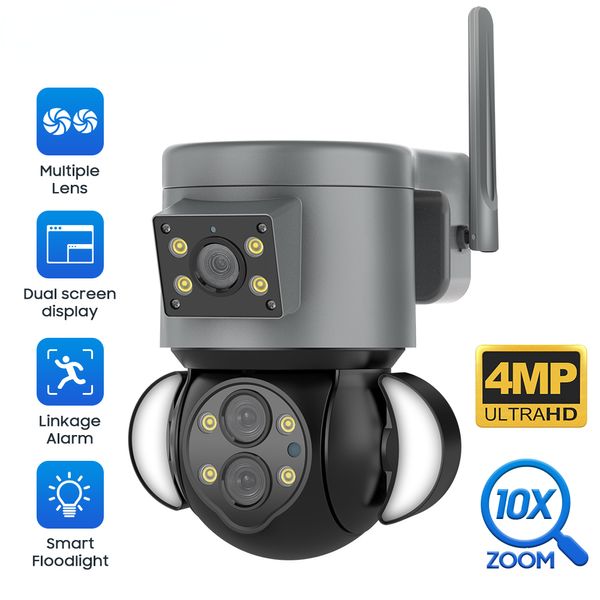 Caméra de Surveillance PTZ 4MP 10X, Protection de sécurité extérieure, dôme, détection humaine, Compatible WIFI et RJ45